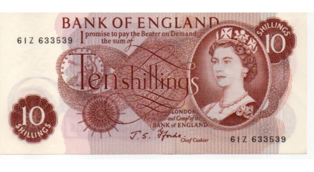 Ten Shillings - Fforde - 1967 - 61Z 633539 +40 +41 +42 +43 (5 off) - UNC- B309 - H1028Banknotes Ten Shillings - Fforde - 1967 - 61Z 633539 +40 +41 +42 +43 (5 off) - UNC- B309 - H1028Banknotes