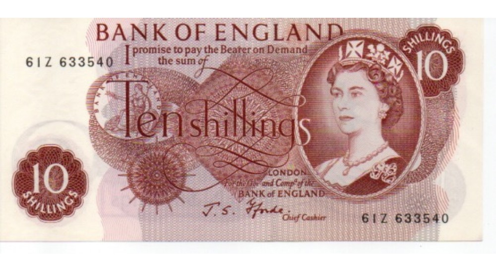 Ten Shillings - Fforde - 1967 - 61Z 633539 +40 +41 +42 +43 (5 off) - UNC- B309 - H1028Banknotes Ten Shillings - Fforde - 1967 - 61Z 633539 +40 +41 +42 +43 (5 off) - UNC- B309 - H1028Banknotes