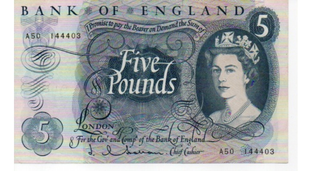 Five Pound - Hollom - 1963 - A50 144403 - UNC - B297 - H1039Banknotes Five Pound - Hollom - 1963 - A50 144403 - UNC - B297 - H1039Banknotes