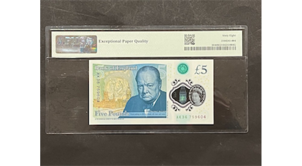 Five Pound - Clealand - 2015 - AK36 759604 - PMG 68 - UNC - B414 - H940Banknotes Five Pound - Clealand - 2015 - AK36 759604 - PMG 68 - UNC - B414 - H940Banknotes