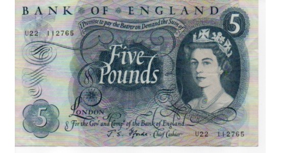 Five Pound - Fforde - 1967 - U22 112765 - AUNC- B312 - H1054