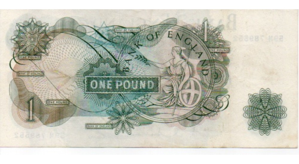 One Pound - Hollom - 1963 - 59M 789552 - Replacement - AUNC - B290 - H1059Banknotes One Pound - Hollom - 1963 - 59M 789552 - Replacement - AUNC - B290 - H1059Banknotes