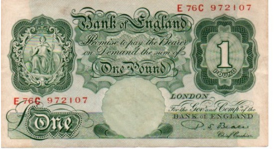 One Pound -Beale - 1950 -  E76C 972107 - First Sub Series - F -  B268 - H1055