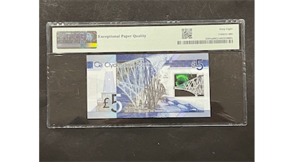 Five Pound FB/1 129677 Thorburn Clydesdale 2015 PMG 68 UNC - H944Banknotes Five Pound FB/1 129677 Thorburn Clydesdale 2015 PMG 68 UNC - H944Banknotes