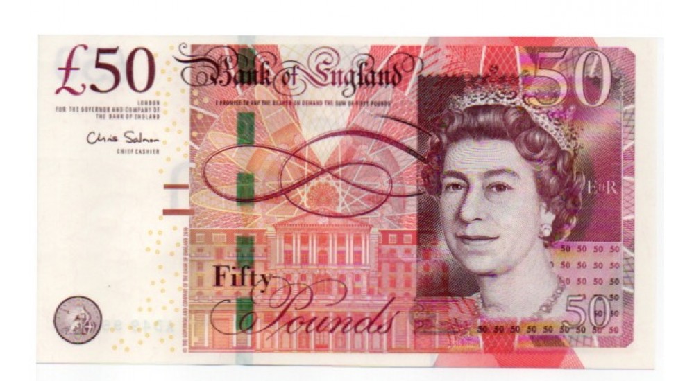 Fifty Pound - Salmon - 2011 - AD49 956487 + 88 + 89 - UNC - B410 - H1017Banknotes Fifty Pound - Salmon - 2011 - AD49 956487 + 88 + 89 - UNC - B410 - H1017Banknotes