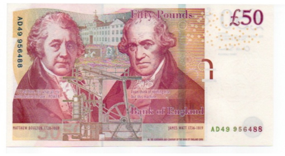 Fifty Pound - Salmon - 2011 - AD49 956487 + 88 + 89 - UNC - B410 - H1017Banknotes Fifty Pound - Salmon - 2011 - AD49 956487 + 88 + 89 - UNC - B410 - H1017Banknotes