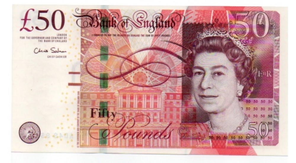 Fifty Pound - Salmon - 2011 - AD49 956487 + 88 + 89 - UNC - B410 - H1017Banknotes Fifty Pound - Salmon - 2011 - AD49 956487 + 88 + 89 - UNC - B410 - H1017Banknotes