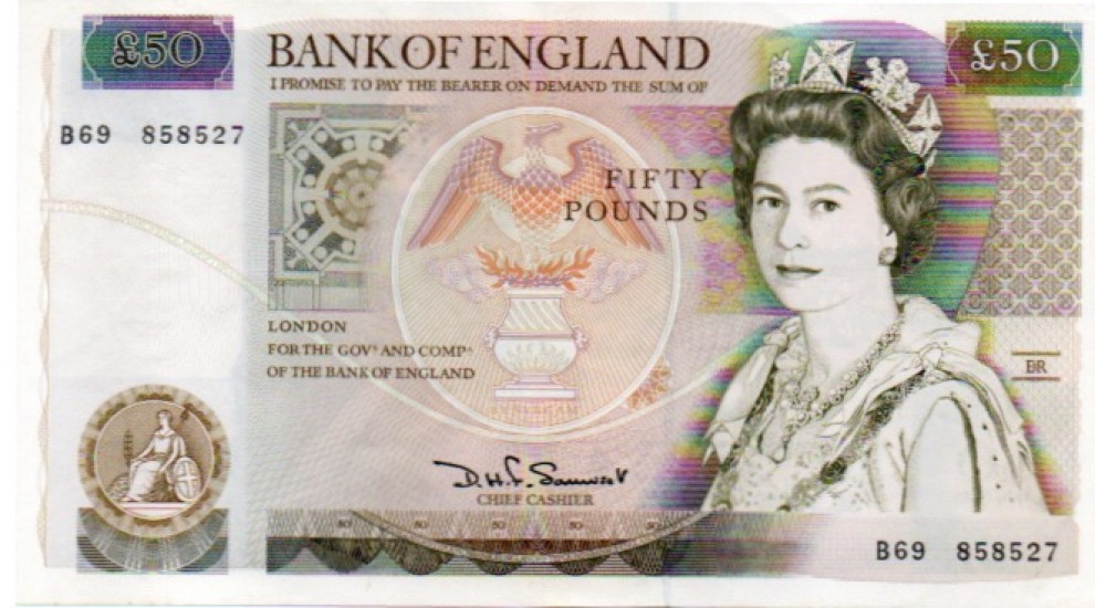 Fifty Pound - Somerset - 1981 - B69 858527 - AUNC - B352 - H1019Banknotes Fifty Pound - Somerset - 1981 - B69 858527 - AUNC - B352 - H1019Banknotes